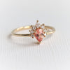 Ophelia | Pear Peach Sapphire Crown Promise Ring