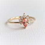 Ophelia | Pear Peach Sapphire Crown Promise Ring