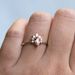 Ophelia | Pear Peach Sapphire Crown Promise Ring