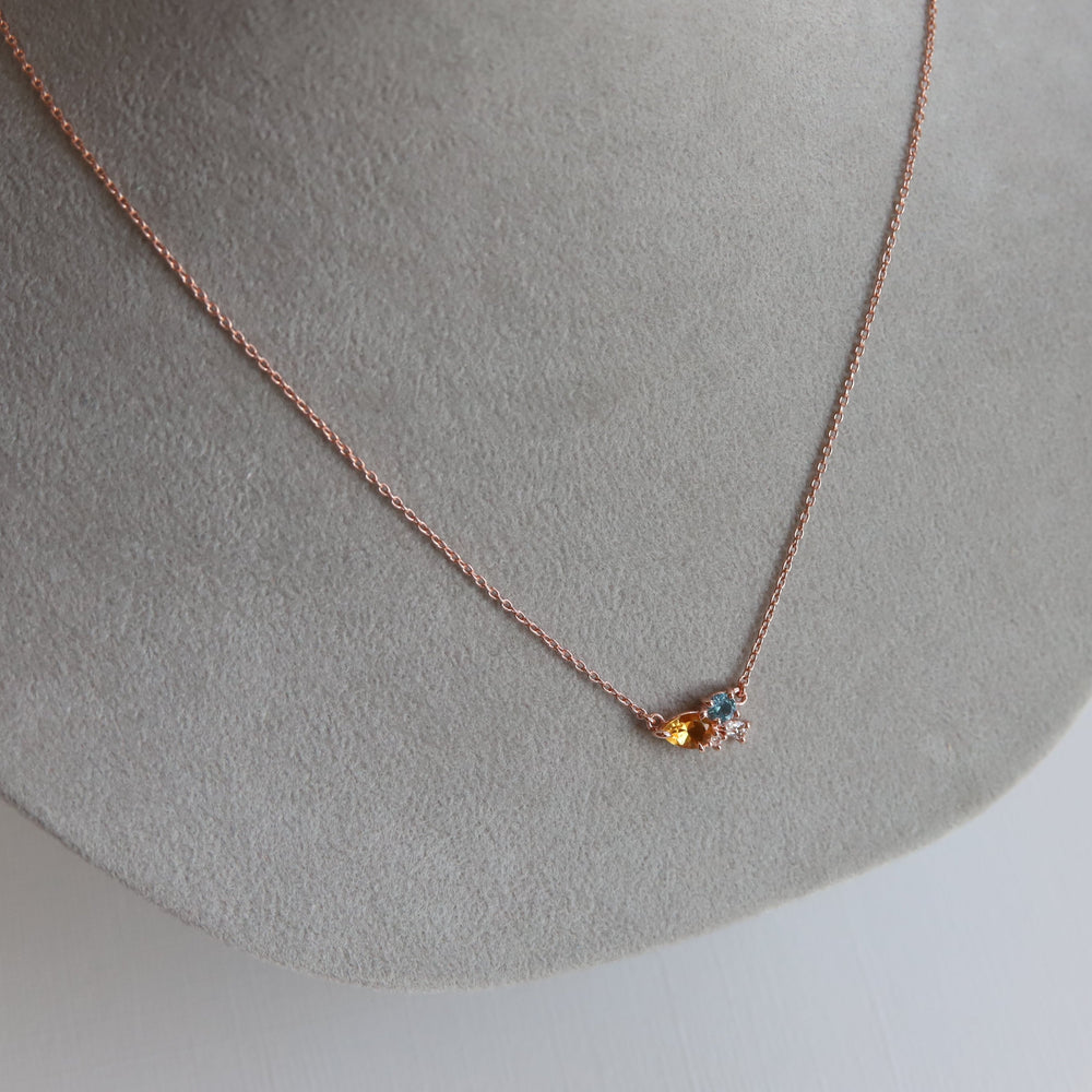 Bella | Citrine & Blue Topaz Cluster Necklace