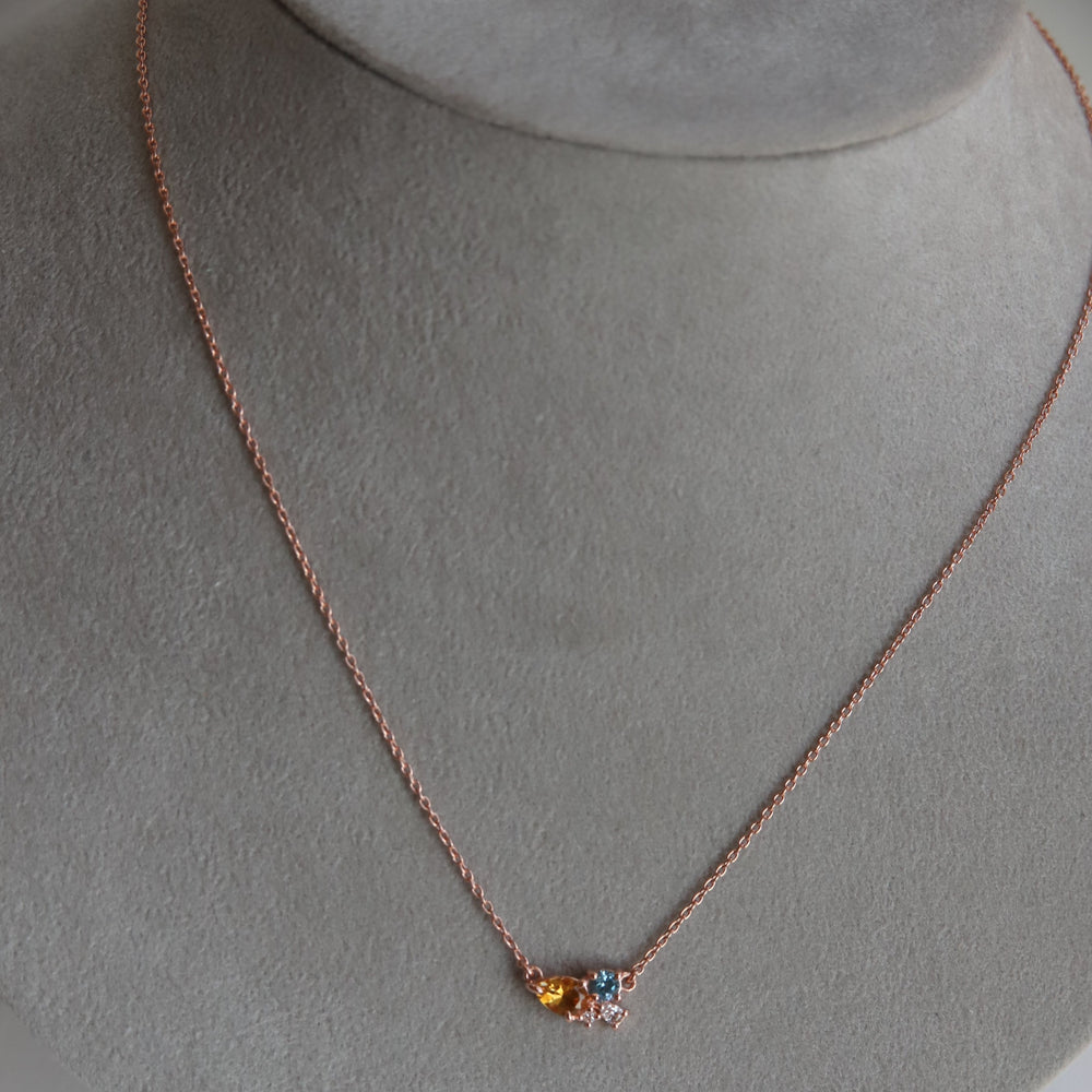 Bella | Citrine & Blue Topaz Cluster Necklace