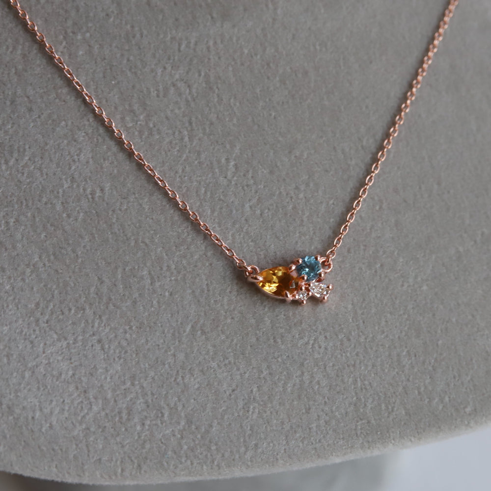 Bella | Citrine & Blue Topaz Cluster Necklace