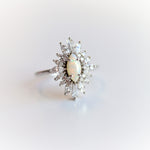 Lena | 14K Marquise Australian opal & CZ Fancy Halo Ring - Emi Conner Jewelry 