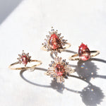 Ophelia | Pear Peach Sapphire Crown Promise Ring