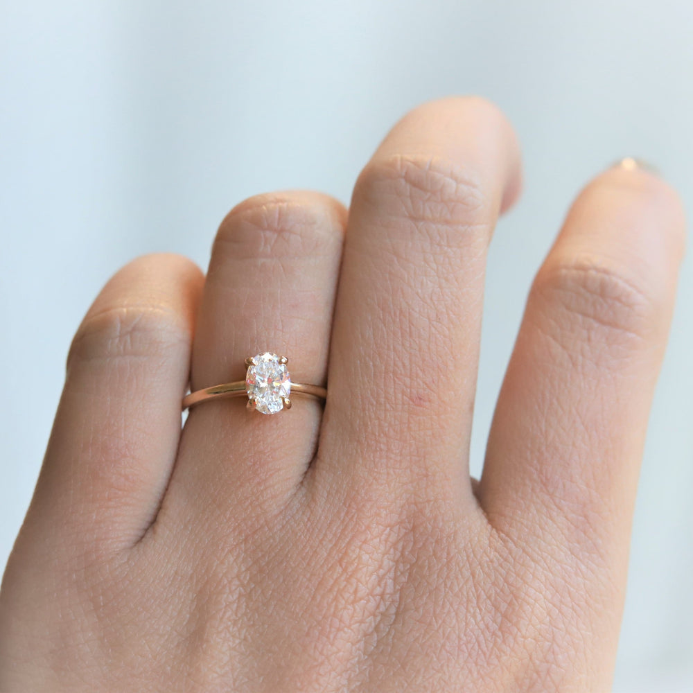 AVA | 0.8 ct Oval Dainty Cathedral Solitaire Ring