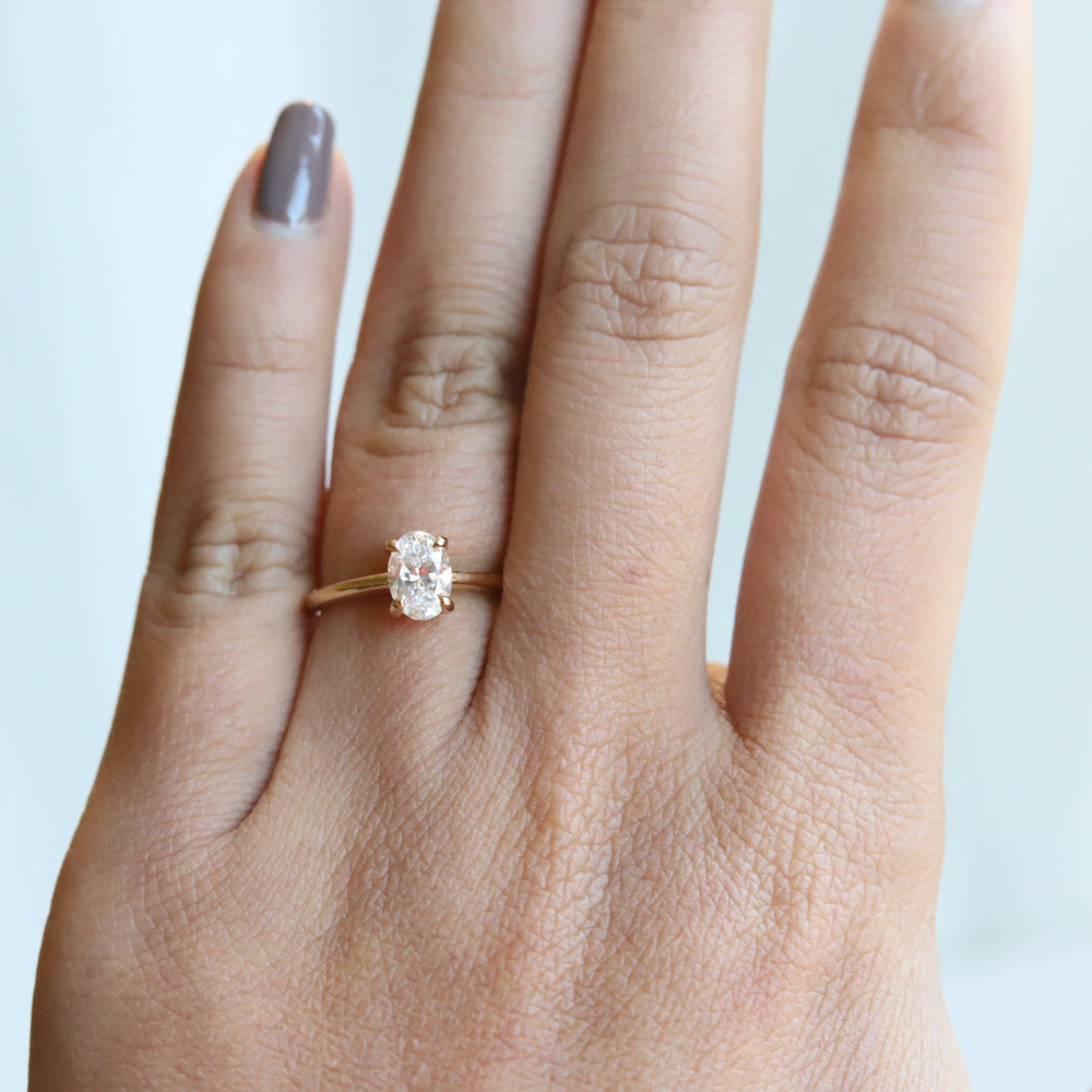 AVA | 0.8 ct Oval Dainty Cathedral Solitaire Ring