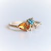 Bella | 14K Citrine, Swiss Blue Topaz and Diamond Mini Cluster ring - Emi Conner Jewelry 