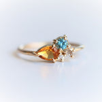 Bella | 14K Citrine, Swiss Blue Topaz and Diamond Mini Cluster ring - Emi Conner Jewelry 
