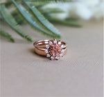 ROSE Halo Ring | Rose Ring With Diamond Halo