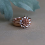 ROSE Halo Ring | Rose Ring With Diamond Halo