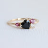 Brie | Heart Black Onyx & Pink Sapphire Cluster Ring