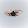Brie | Heart Black Onyx & Pink Sapphire Cluster Ring
