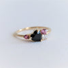 Brie | Heart Black Onyx & Pink Sapphire Cluster Ring