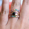 Brie | Heart Black Onyx & Green Sapphire Cluster Ring