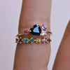 Brie | Heart Black Onyx & Pink Sapphire Cluster Ring