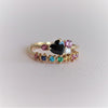 Brie | Heart Black Onyx & Green Sapphire Cluster Ring
