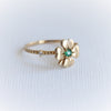 Four Leaf Clover Emerald and Diamond Stacking Ring