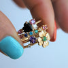 Four Leaf Clover Emerald and Diamond Stacking Ring