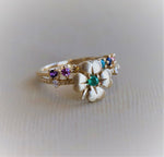 Four Leaf Clover Emerald and Diamond Stacking Ring