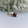 Brie | Heart Black Onyx & Green Sapphire Cluster Ring