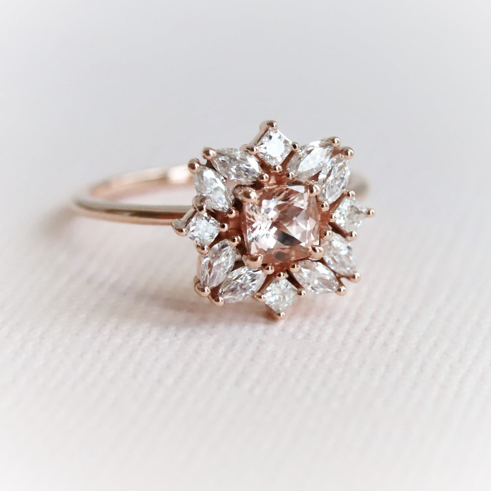 Jasmine No.1 | Morganite & Diamond Fancy Halo Ring