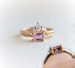 Stella | 14K Emerald Cut Pink Sapphire Hidden Star Ring - Emi Conner Jewelry 