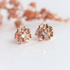 PEONY NO.2 | 14K PEONY with White Sapphire Stud Earrings - Emi Conner Jewelry 