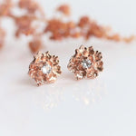 PEONY NO.2 | 14K PEONY with White Sapphire Stud Earrings - Emi Conner Jewelry 
