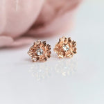 PEONY NO.2 | 14K PEONY with White Sapphire Stud Earrings - Emi Conner Jewelry 