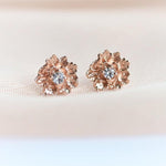 PEONY NO.2 | 14K PEONY with White Sapphire Stud Earrings - Emi Conner Jewelry 
