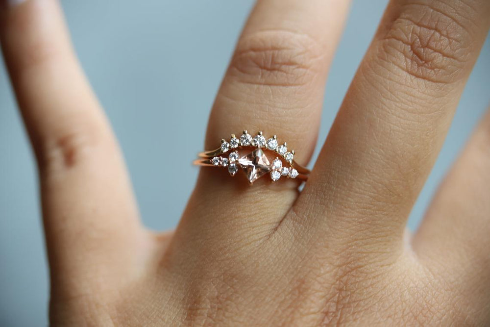 Scarlett | 14K Morganite & Diamond Cluster Ring - Emi Conner Jewelry 