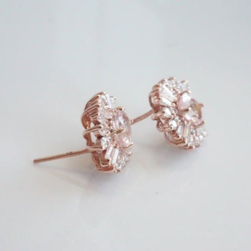Victoria | 14K Morganite & Diamond Earrings - Emi Conner Jewelry 