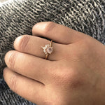 Olivia | 14K Rose Quartz & Diamond Crown Cluster Ring - Emi Conner Jewelry 