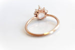 Olivia | 14K Rose Quartz & Diamond Crown Cluster Ring - Emi Conner Jewelry 