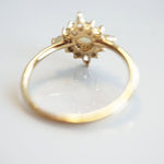 Skylar |  14K Australian Opal and Diamond Snowflake Fancy Halo Ring - Emi Conner Jewelry 