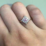 Skylar | Pink Sapphire & Diamond Snowflake Fancy Halo Ring - Emi Conner Jewelry 