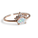 Olina | 14K Natural Australian Opal & Diamond Crown Ring