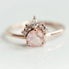 Olivia | 14K Rose Quartz & Diamond Crown Cluster Ring - Emi Conner Jewelry 