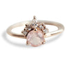 Olivia | 14K Rose Quartz & Diamond Crown Cluster Ring - Emi Conner Jewelry 