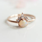 Olivia | 14K Australian Opal & Diamond Accented Promise Ring - Emi Conner Jewelry 
