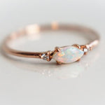 Diana | 14K Marquise Australian Opal and Diamond Ring - Emi Conner Jewelry 