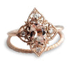 Elizabeth | 14K Peach Pink Morganite & Diamond Filigree Ring - Emi Conner Jewelry 