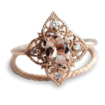 Elizabeth | 14K Peach Pink Morganite & Diamond Filigree Ring