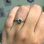 Olivia | 14K Natural Round Emerald & Diamond Crown Ring - Emi Conner Jewelry 