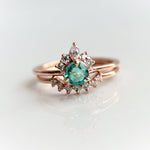 Olivia | 14K Natural Round Emerald & Diamond Crown Ring - Emi Conner Jewelry 