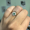 Skylar | 14K Natural Emerald & Diamond Snowflake Fancy Halo Ring - Emi Conner Jewelry 