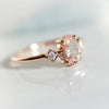 Cara No.1 | Oval Peach Morganite and Diamond Triple Station Ring - Emi Conner Jewelry 