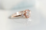 Cara No.1 | Oval Peach Morganite and Diamond Triple Station Ring - Emi Conner Jewelry 