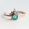 Olivia | 14K Natural Round Emerald & Diamond Crown Ring - Emi Conner Jewelry 