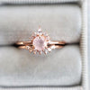 Olivia | 14K Rose Quartz & Diamond Crown Cluster Ring - Emi Conner Jewelry 
